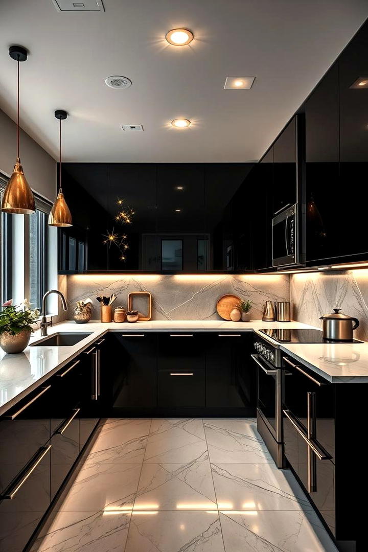 Vibrant Gold Highlights - 30 black white and gold kitchen ideas