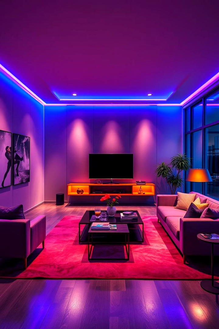 Vibrant Living Room Accents - 30 Aesthetic Room Ideas With Led Lights