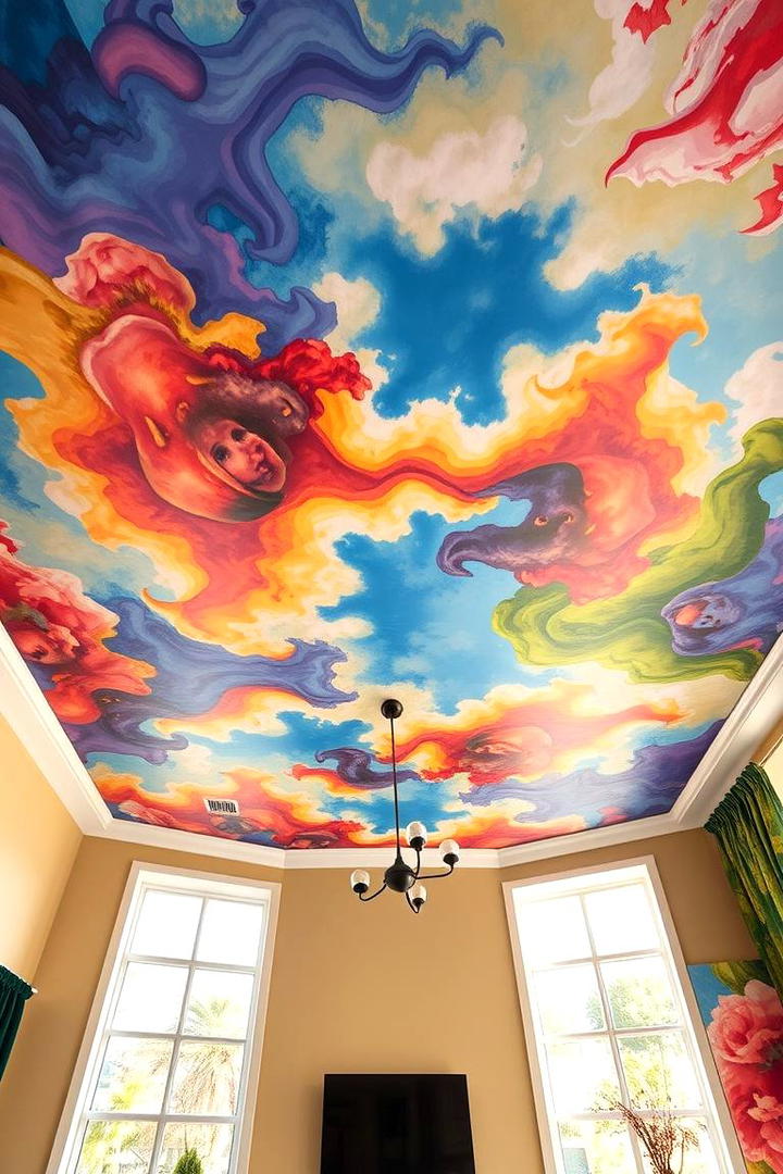 Vibrant Mural Ceiling - 30 Ceiling Paint Ideas