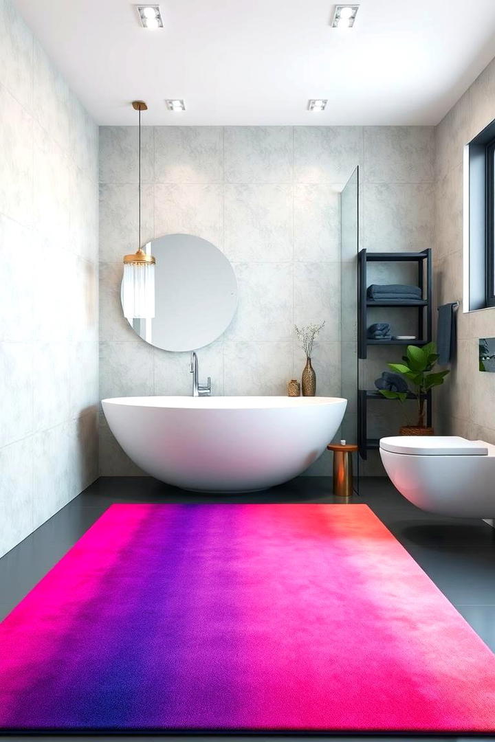 Vibrant Ombre Color Transition Rug - 30 Bathroom Rug Ideas