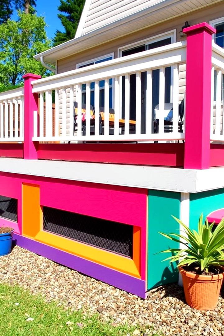 Vibrant Painted Accents - 30 Deck Skirting Ideas