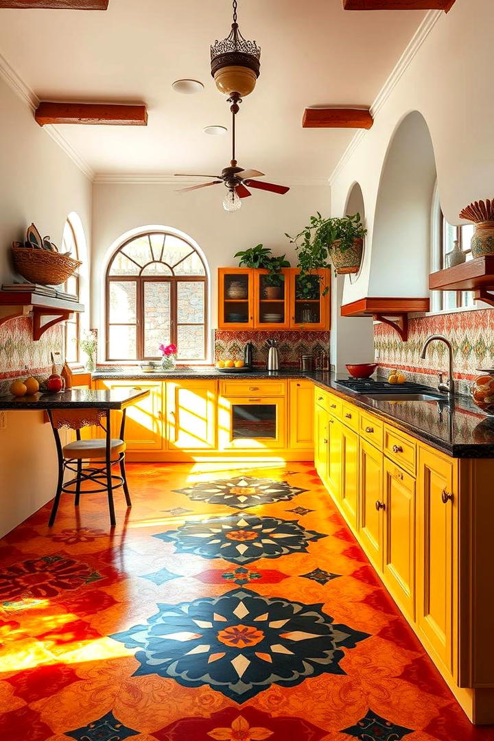 Vibrant Patterned Floors - 30 Spanish Style Kitchen Ideas