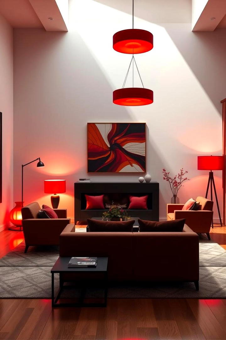 Vibrant Red Lighting Fixtures - 30 Red Living Room Ideas