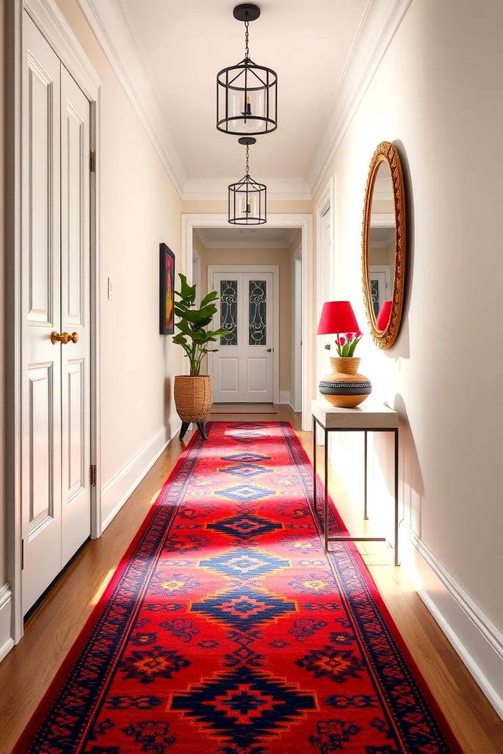 Vibrant Runner Rug - 30 Hallway Decor Ideas