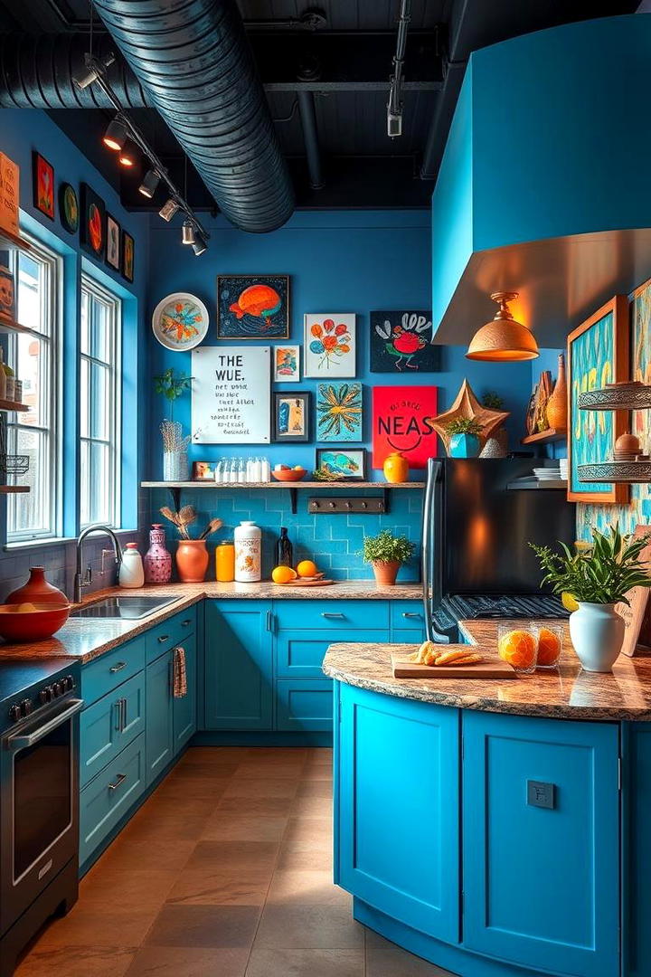 Vibrant U Shaped Kitchen with Artistic Flair - 30 U Shaped Kitchen Ideas