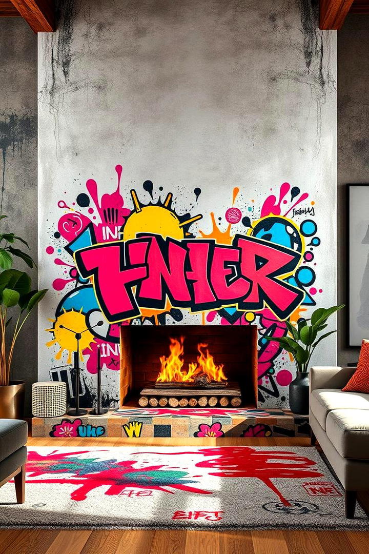 Vibrant Urban Graffiti - 30 Fireplace Paint Ideas