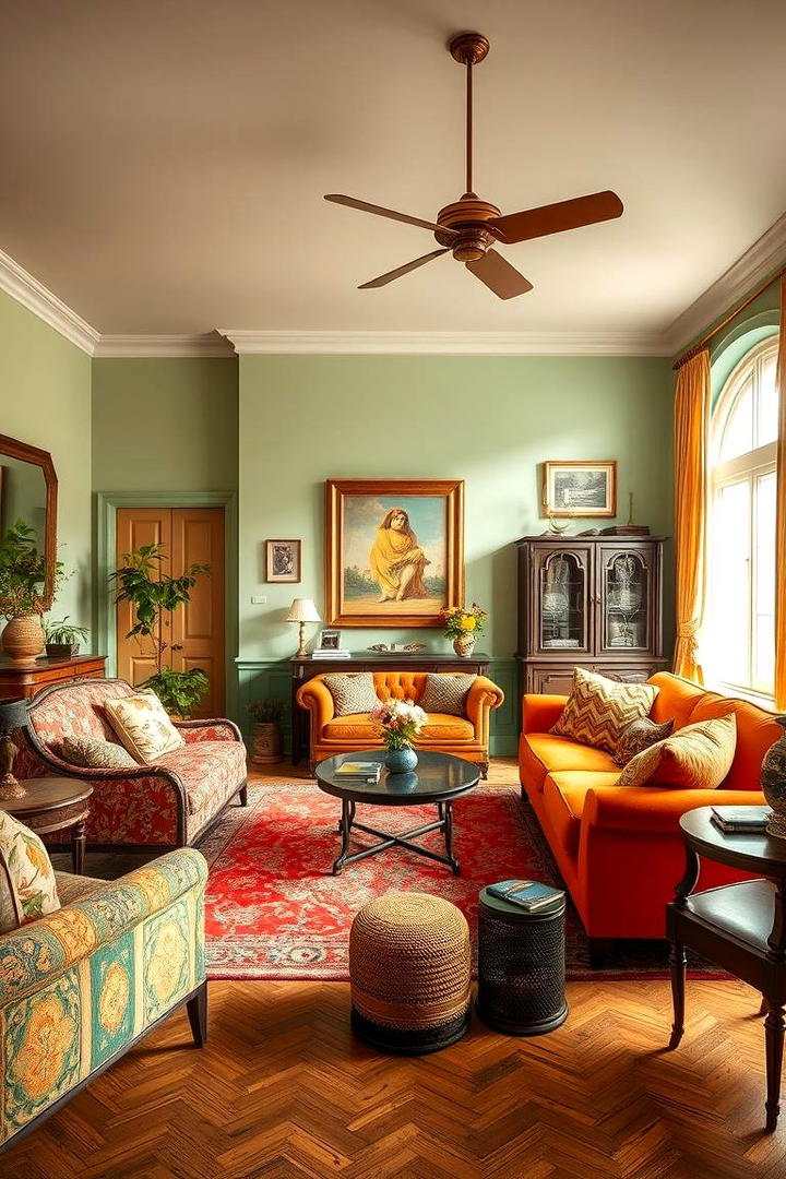 Vibrant Vintage Elegance - 30 Colorful Living Room Ideas