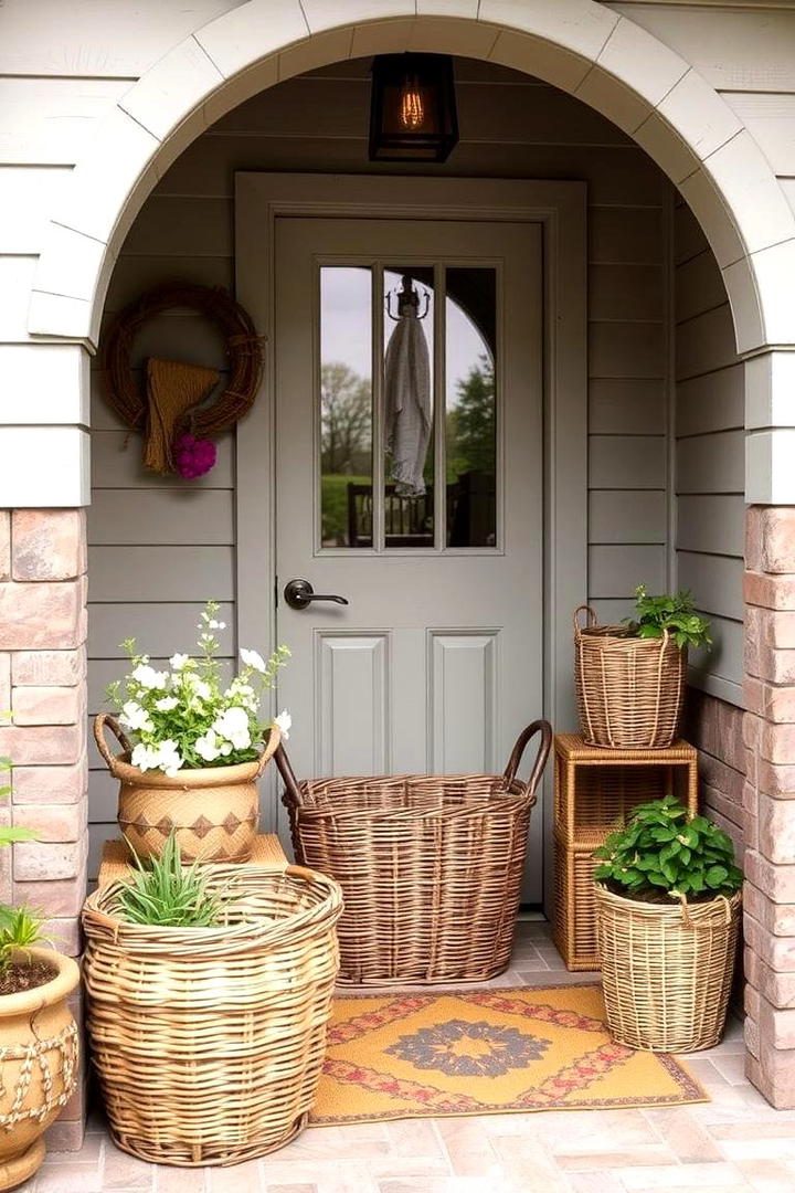 Vintage Baskets - 30 Small Front Porch Ideas