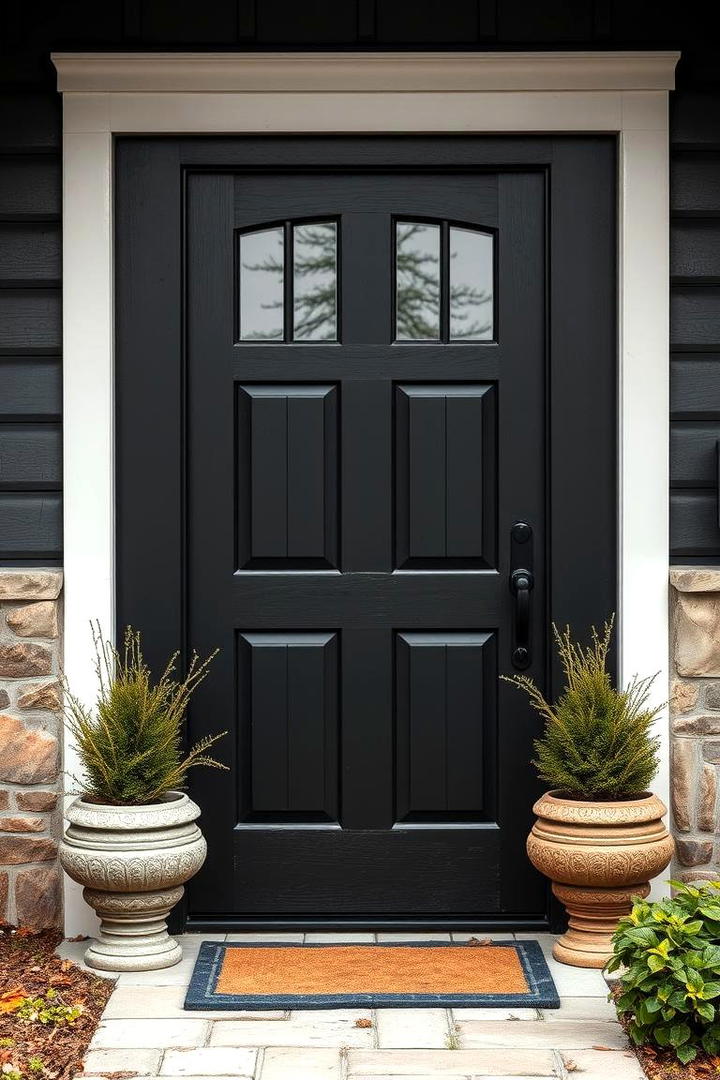 Vintage Black Door Accent - 30 Farmhouse Front Door Ideas