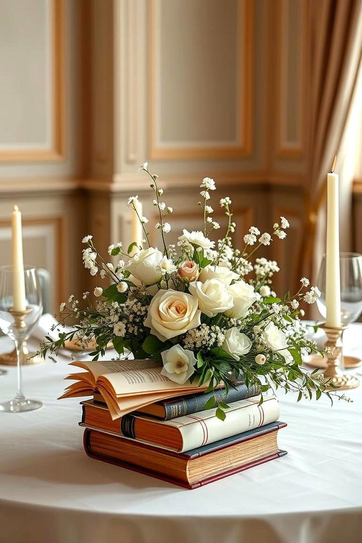 Vintage Book Arrangement - 30 non-floral wedding centerpiece ideas