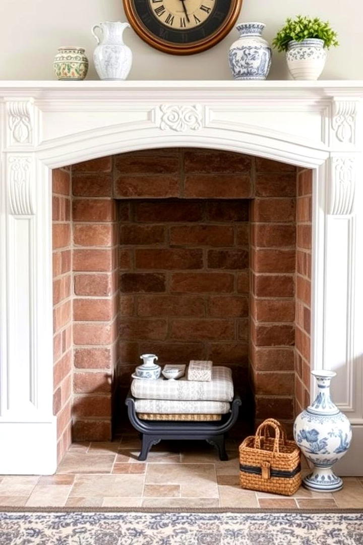 Vintage Ceramic Accents - 30 French Country Fireplace Ideas