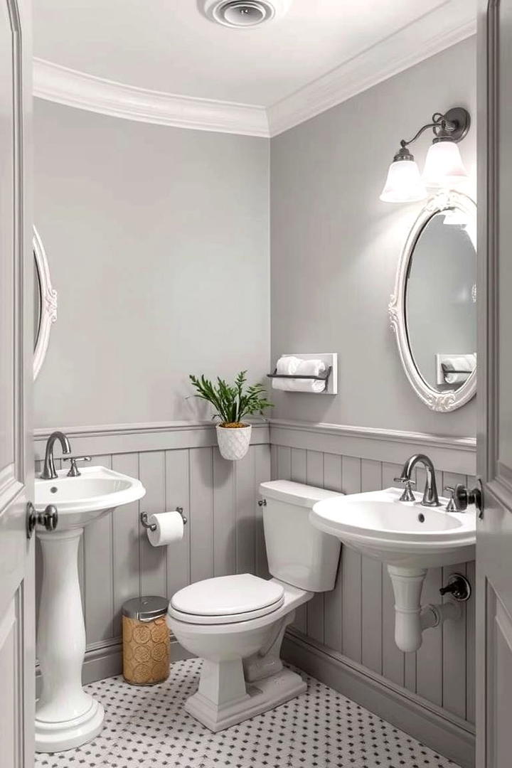 Vintage Charm with Grey Accents - 30 Grey and White Bathroom Ideas