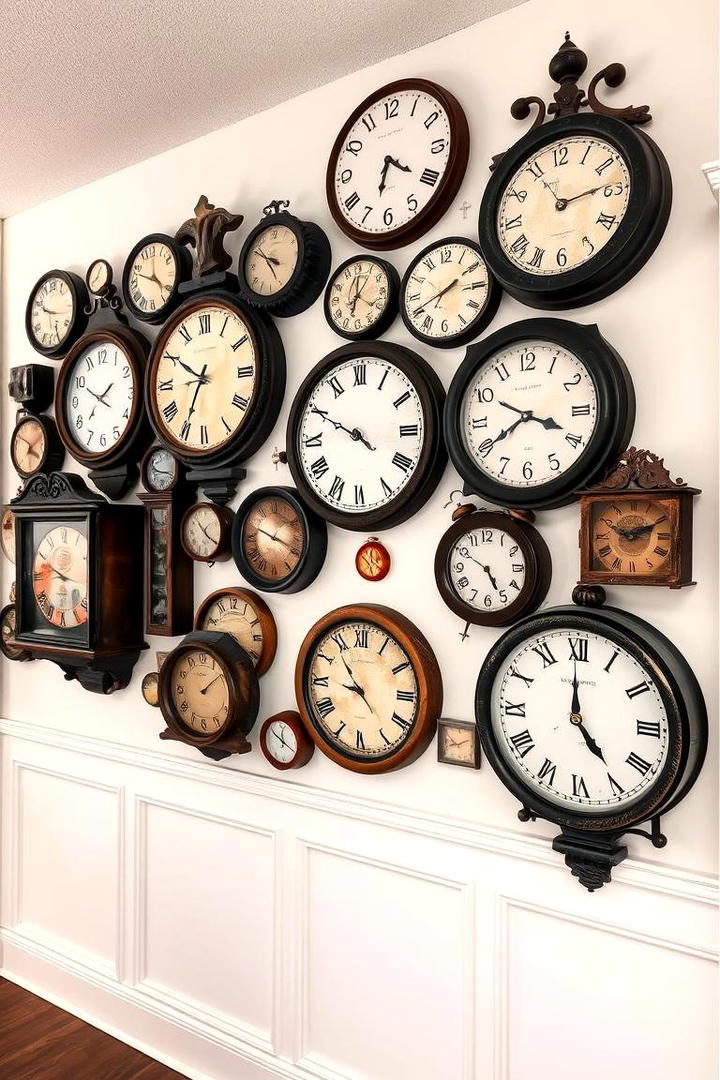 Vintage Clocks Display - 30 Entryway Wall Ideas