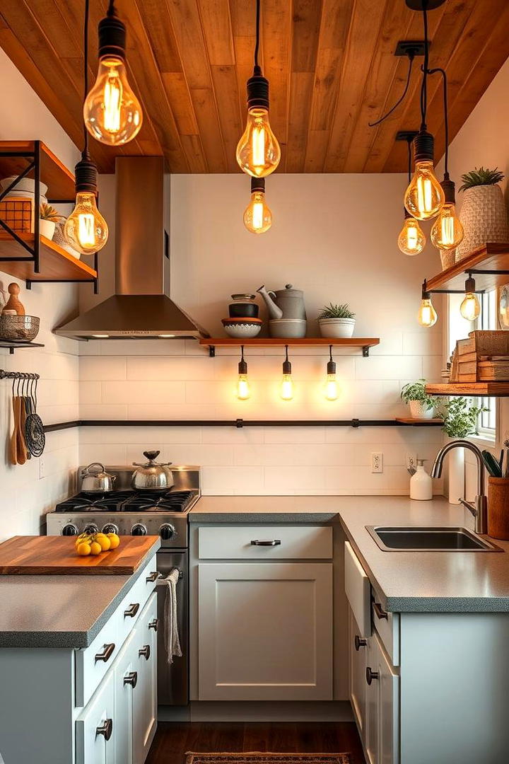 Vintage Edison Bulbs - 30 Small Kitchen Lighting Ideas