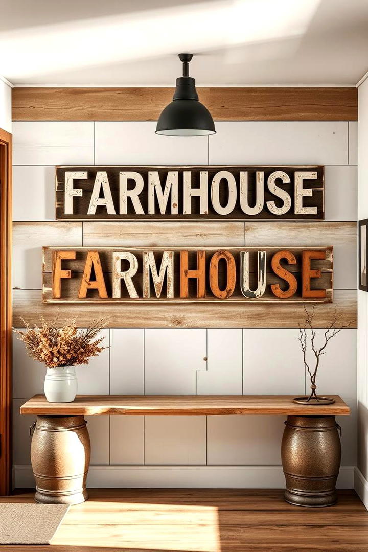 Vintage Farmhouse Signage - 30 Entryway Wall Ideas