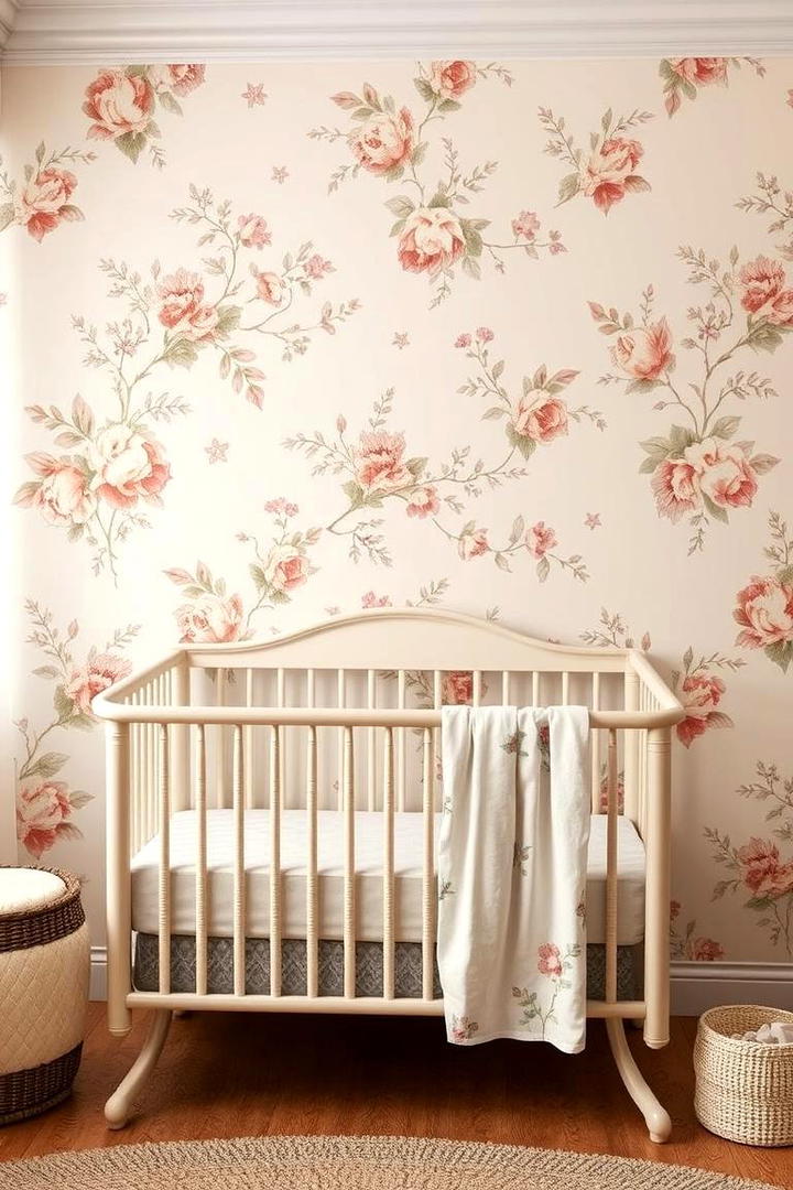 Vintage Floral Touches - 30 Nursery Accent Wall Ideas