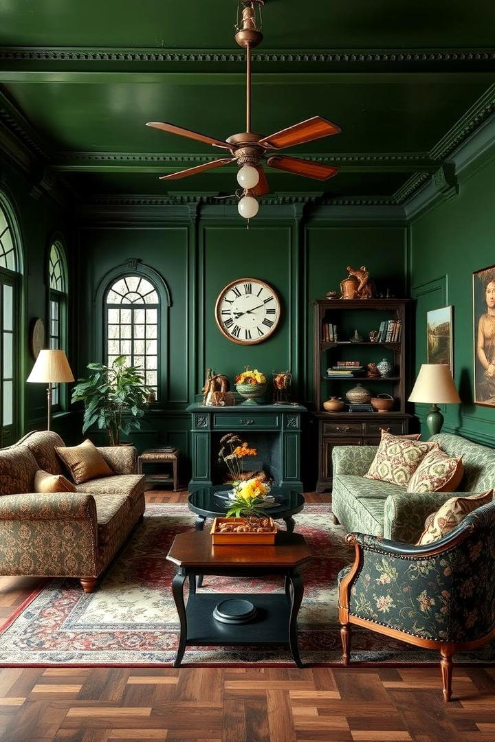 Vintage Forest Vibes - 30 Forest Green Living Room Ideas