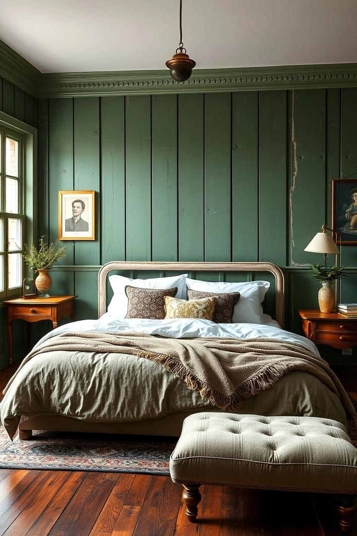 Vintage Green Panelling - 30 Green Panelling Bedroom Ideas