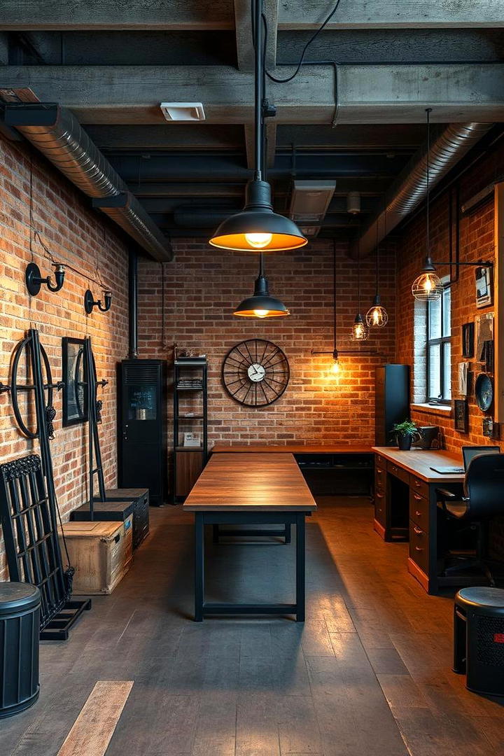 Vintage Industrial Basement Office - 30 basement office ideas