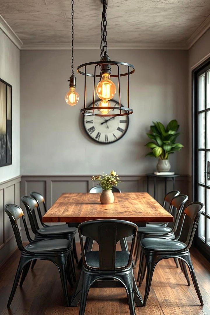 Vintage Industrial Charm - 30 Small Dining Room Lighting Ideas