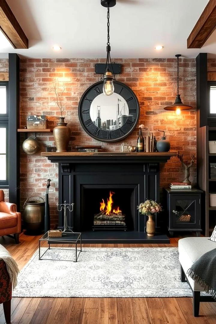 Vintage Industrial Fusion - 30 Black Fireplace Ideas