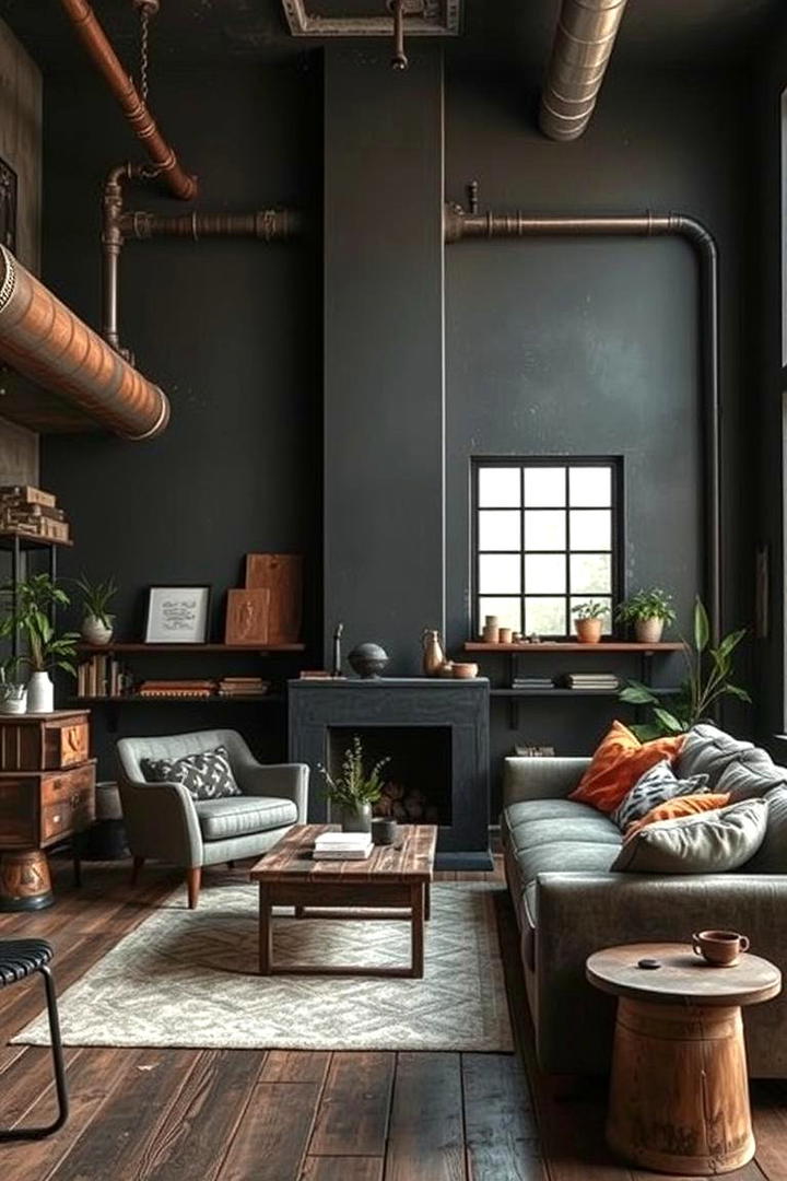 Vintage Industrial Mix - 30 Contrasting Living Rooms With Dark Grey Walls