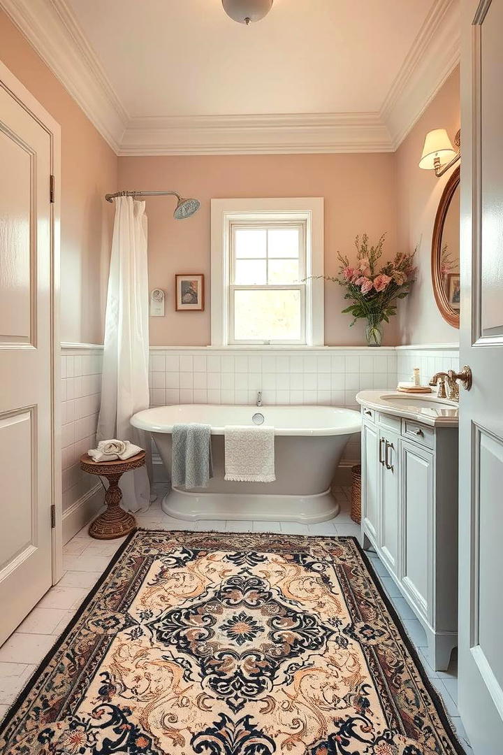 Vintage Inspired Floral Rug - 30 Bathroom Rug Ideas