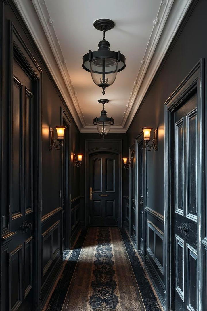 Vintage Inspired Sophistication - 30 Black Hallway Ideas