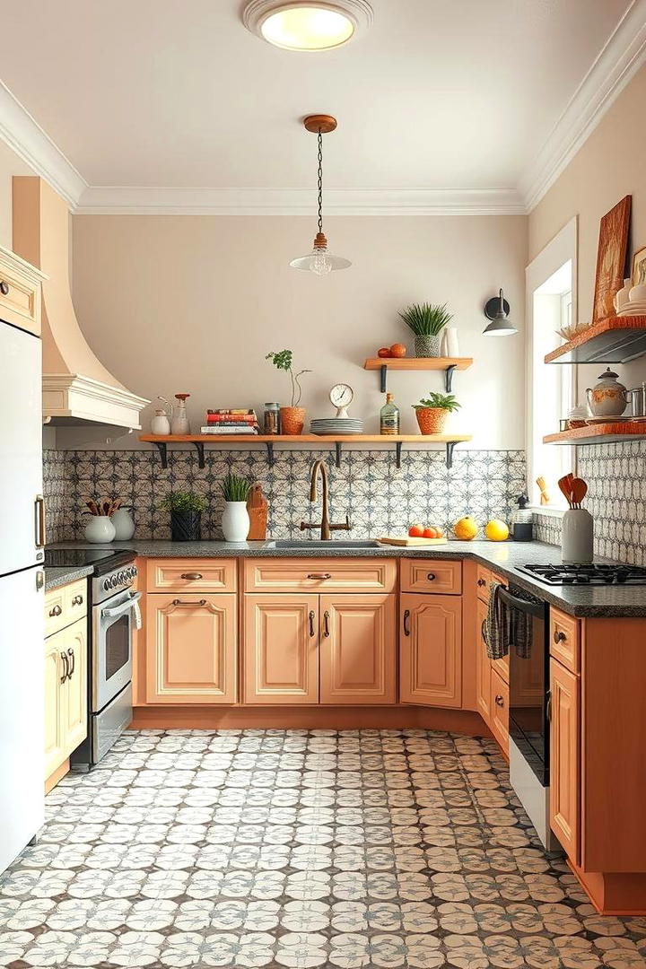 Vintage Inspired U Shaped Kitchen with Retro Vibes - 30 U Shaped Kitchen Ideas