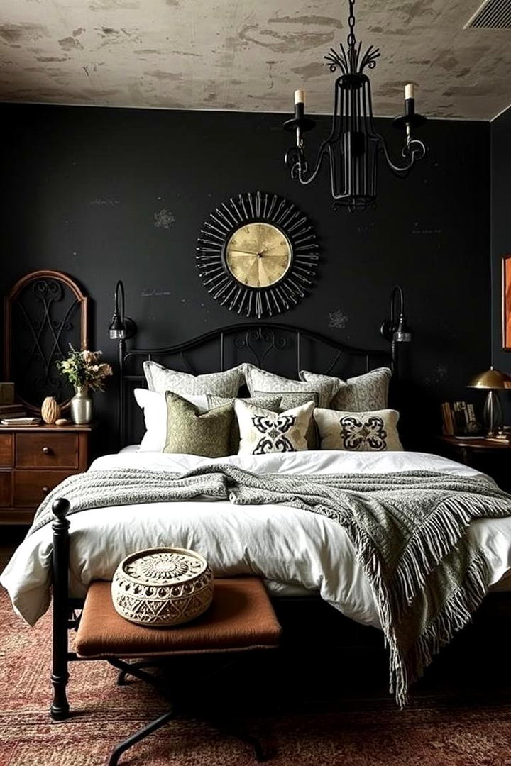 Vintage Iron Accents - 30 Dark Boho Bedroom Ideas