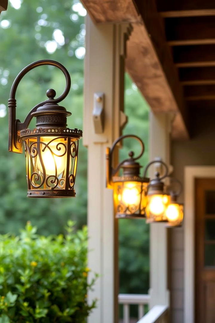 Vintage Iron Light Fixtures - 30 Rustic Front Porch Ideas