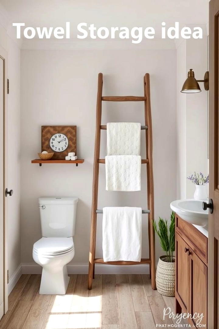 Vintage Ladder for Towel Storage - 30 Towel Storage Ideas