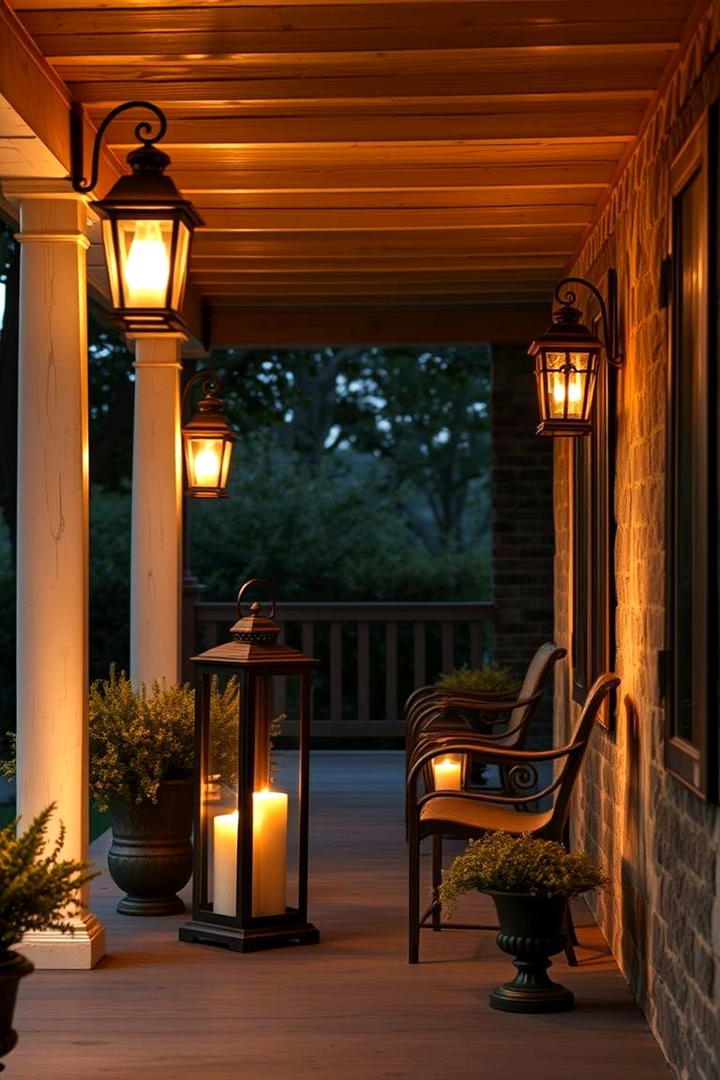 Vintage Lantern Lighting Display - 30 Rustic Front Porch Ideas