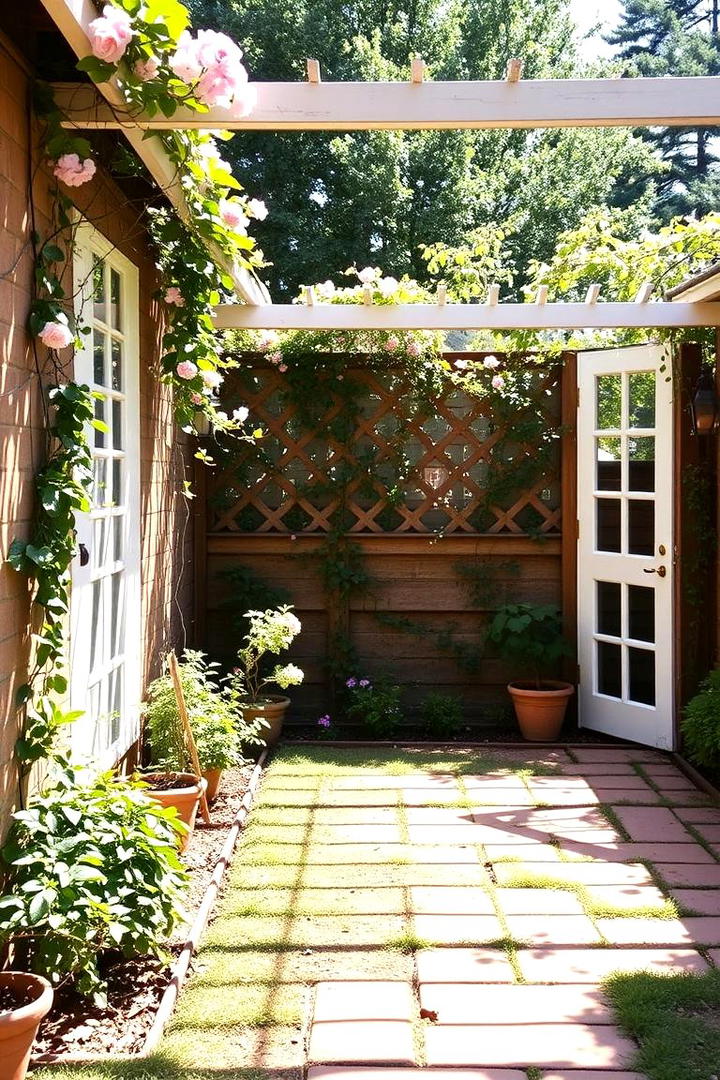 Vintage Lattice and Vine Fence - 30 Backyard Fence Ideas