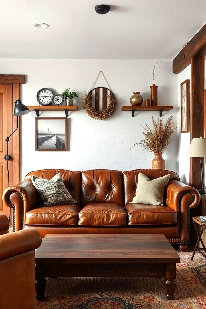 Vintage Leather Sofa Comfort - 30 Small Rustic Living Room Ideas