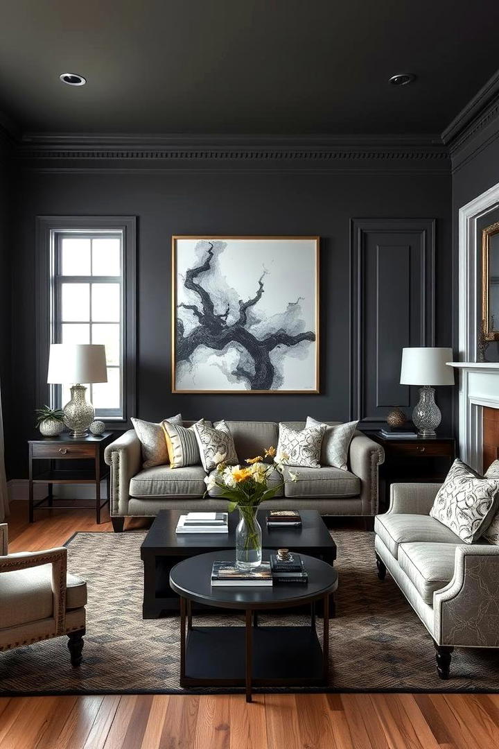 Vintage Meets Contemporary - 30 Contrasting Living Rooms With Dark Grey Walls