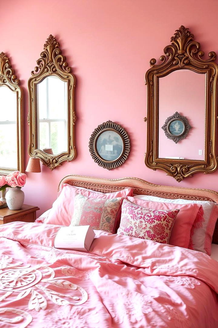 Vintage Mirrors for Retro Appeal - 30 Pink Boho Bedroom Ideas