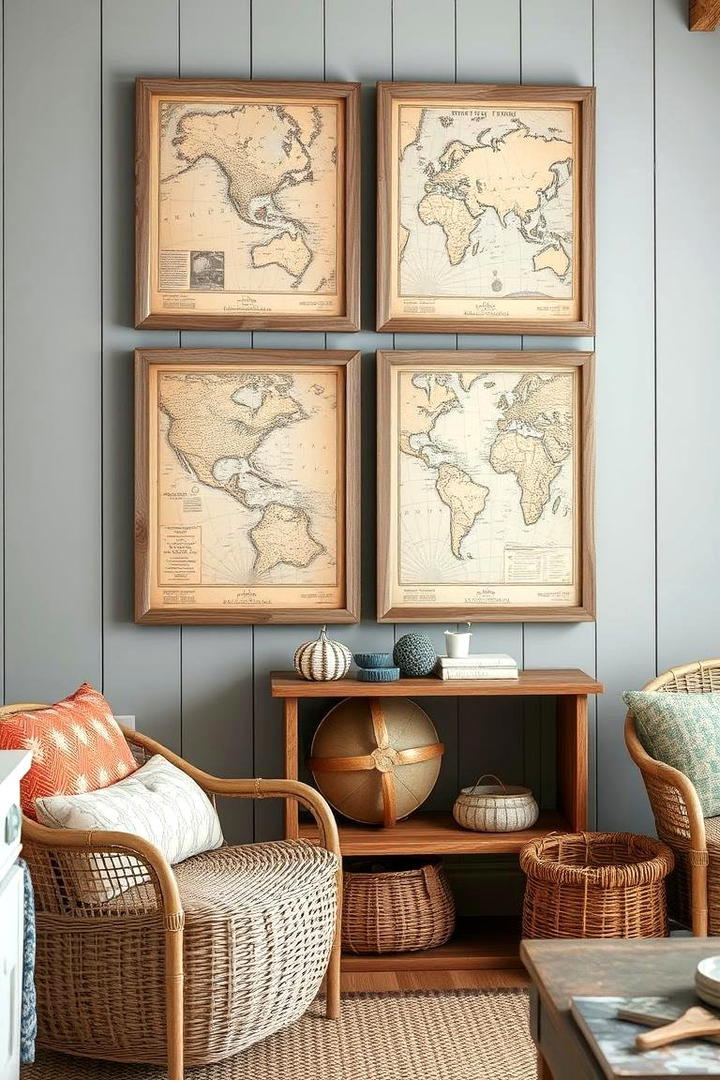 Vintage Nautical Maps - 30 Coastal Decor Ideas