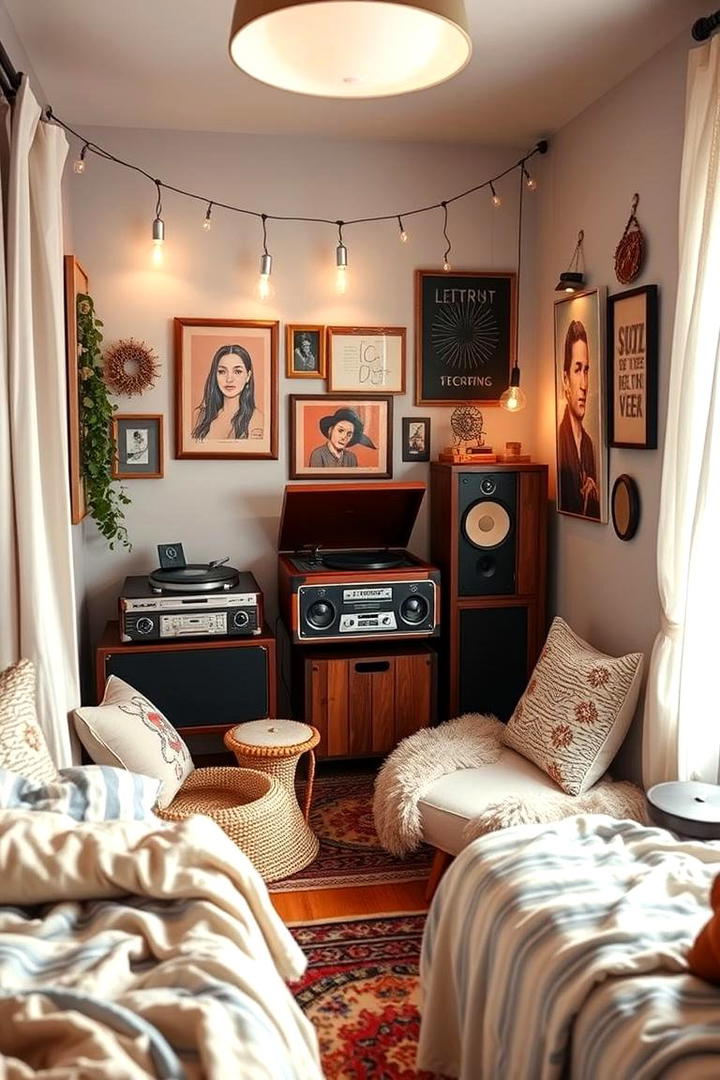 Vintage Record Player Nook - 30 Boho Teen Bedroom Ideas