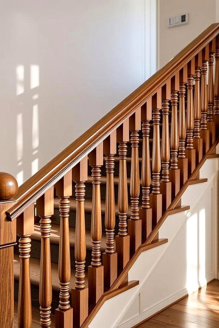 Vintage Spindle Elegance - 30 Farmhouse Rustic Stair Railing Ideas