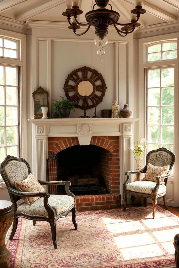 Vintage Sunroom with Timeless Fireplace Elegance - 30 Sunroom With Fireplace