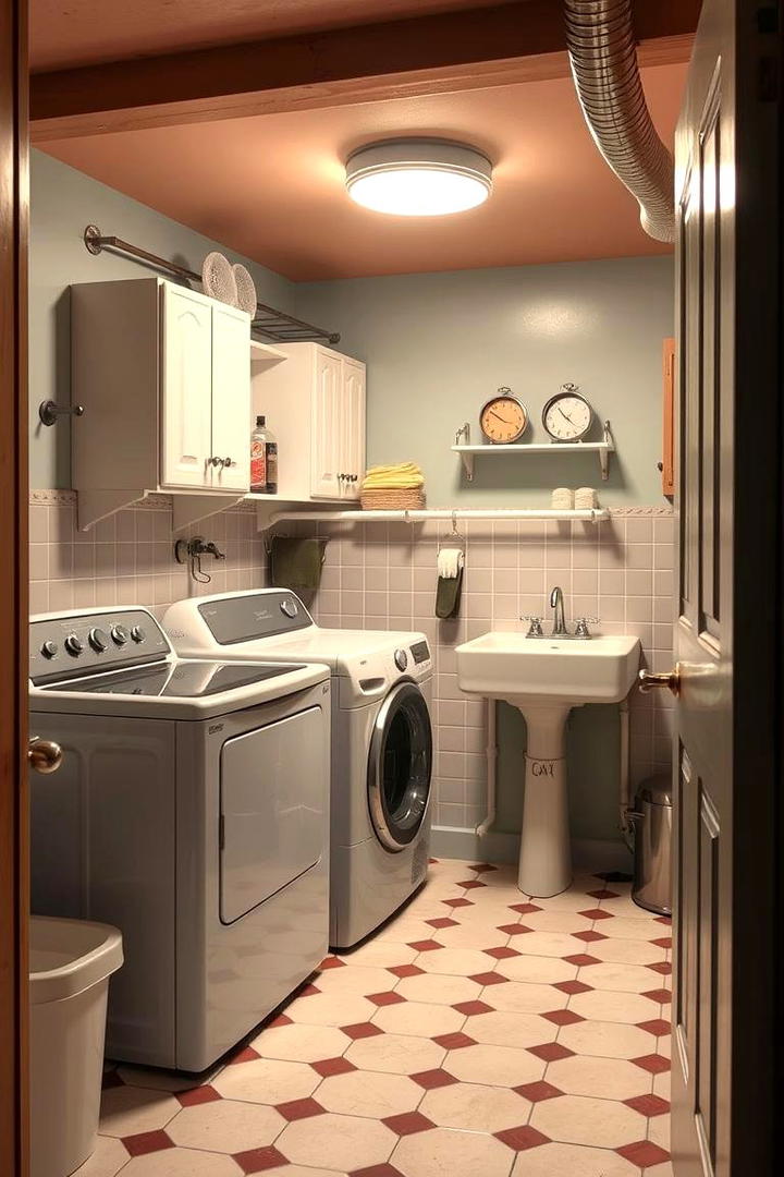 Vintage Touch with Retro Fixtures - 30 basement laundry room ideas