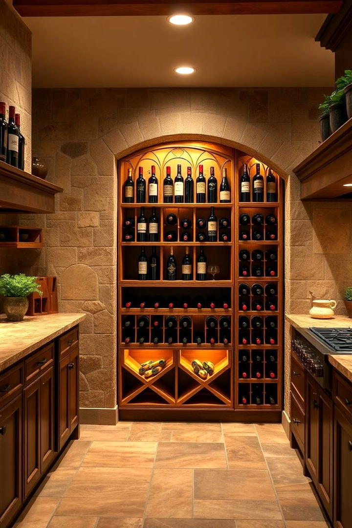 Vintage Wine Rack Display - 30 Tuscan Kitchen Design Ideas