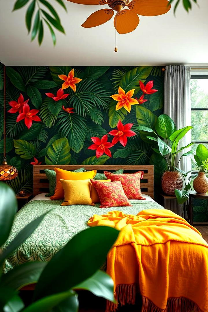 Vivid Color Accents - 30 Jungle-themed Bedroom Ideas