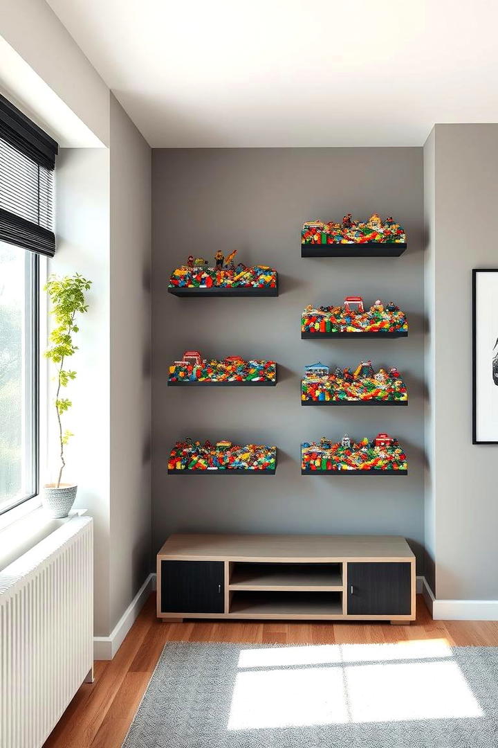 Wall mounted Lego Shelves - 30 Lego Storage Ideas