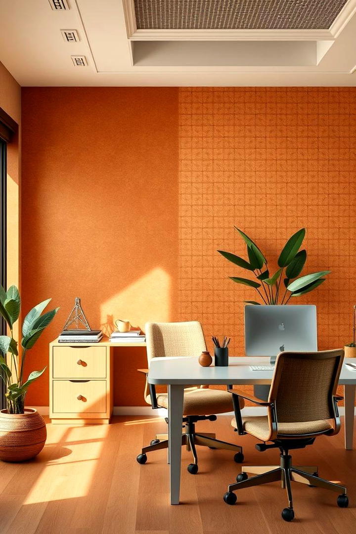 Warm Earthy Tones - 30 Office Wallpaper Ideas