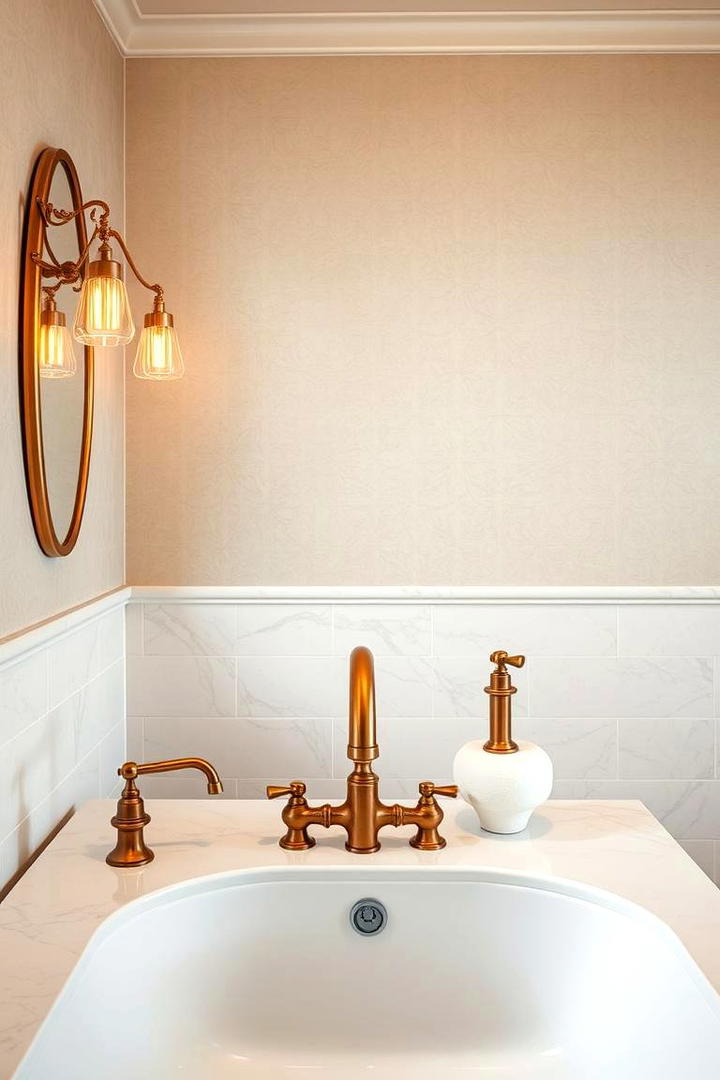 Warm Metallic Fixtures - 30 Romantic Bathroom Ideas