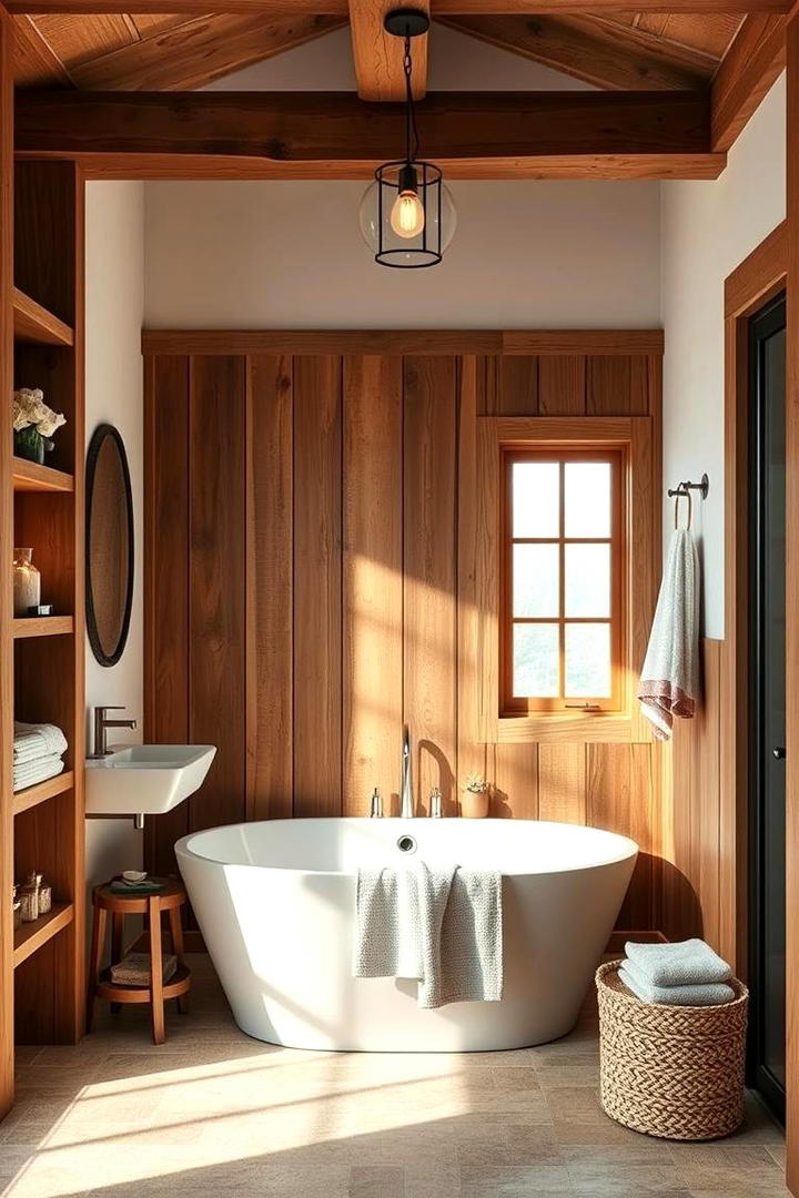 Warm Natural Wood Accents - 30 Romantic Bathroom Ideas