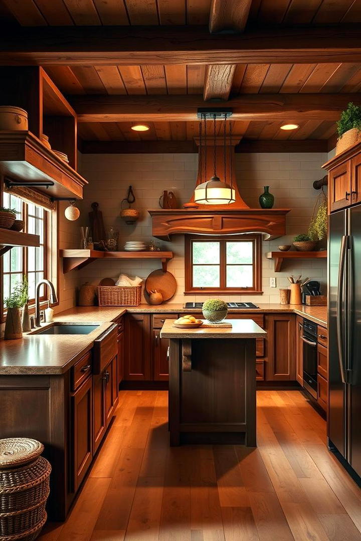 Warm and Inviting U Shaped Kitchen with Wood Accents - 30 U Shaped Kitchen Ideas