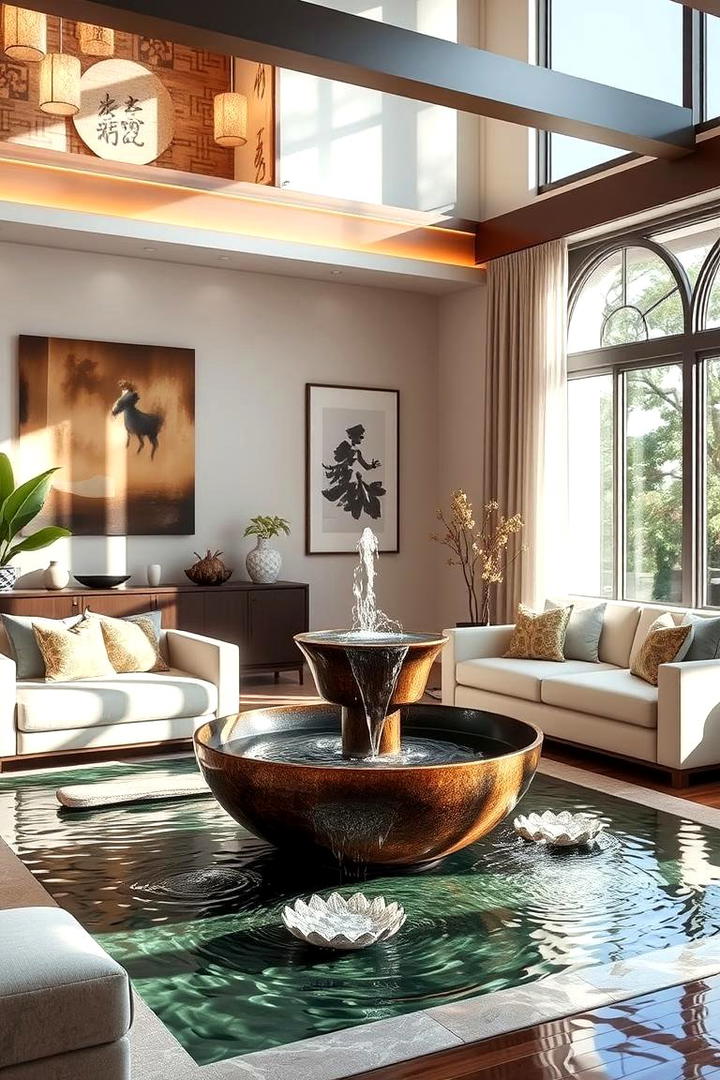 Water Feature Accent - 30 Feng Shui Living Room Ideas